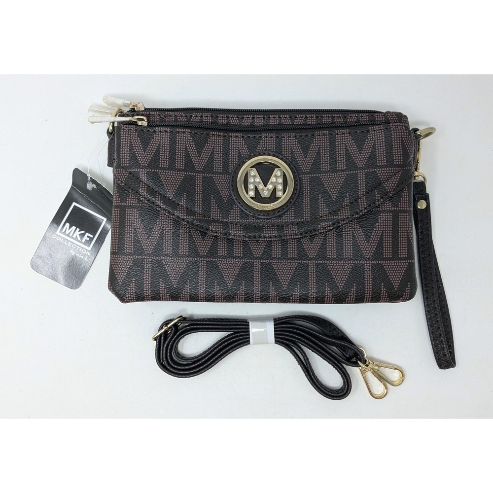MKF Collection by Mia K Ishani Crossbody Bag Purse Wristlet Black Brown - NWT
